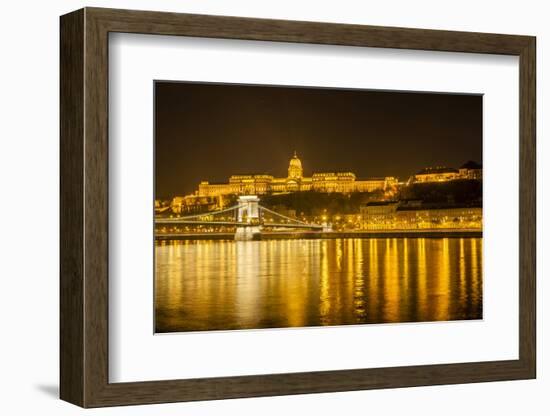 Buda Castle. Chain Bridge. Nightscape. Danube River Surroundings. Budapest. Hungary-Tom Norring-Framed Photographic Print