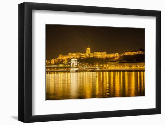 Buda Castle. Chain Bridge. Nightscape. Danube River Surroundings. Budapest. Hungary-Tom Norring-Framed Photographic Print