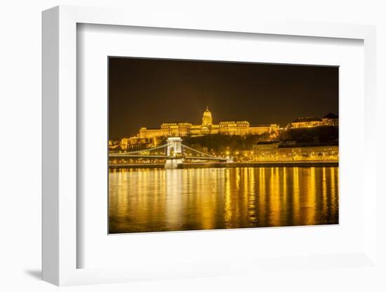 Buda Castle. Chain Bridge. Nightscape. Danube River Surroundings. Budapest. Hungary-Tom Norring-Framed Photographic Print