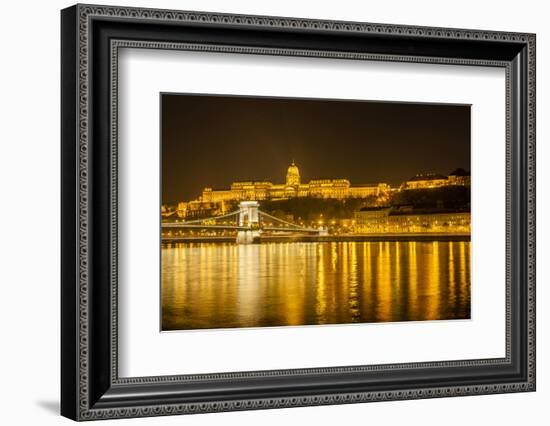 Buda Castle. Chain Bridge. Nightscape. Danube River Surroundings. Budapest. Hungary-Tom Norring-Framed Photographic Print