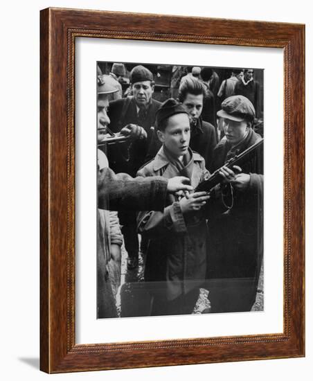 Budapest Boys Carrying Rifles to Fight with Hungarian Freedom Fighters Against Soviet-Backed Regime-Michael Rougier-Framed Photographic Print