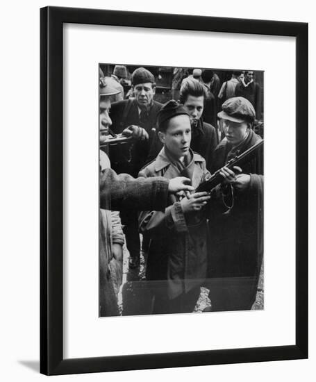 Budapest Boys Carrying Rifles to Fight with Hungarian Freedom Fighters Against Soviet-Backed Regime-Michael Rougier-Framed Photographic Print