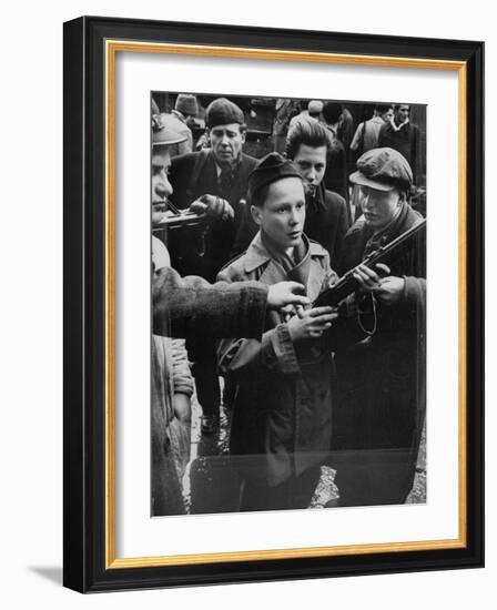Budapest Boys Carrying Rifles to Fight with Hungarian Freedom Fighters Against Soviet-Backed Regime-Michael Rougier-Framed Photographic Print