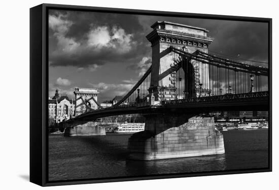Budapest Chain Bridge BW-Istv?n Nagy-Framed Stretched Canvas