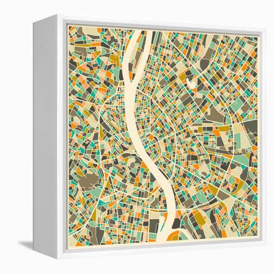 Budapest Map-Jazzberry Blue-Framed Stretched Canvas
