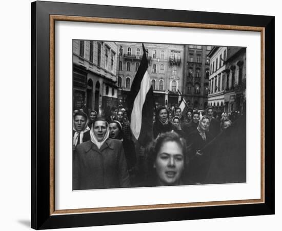 Budapest Rebel Demonstrators, During Revolution Against Soviet-Backed Hungarian Regime-Michael Rougier-Framed Photographic Print