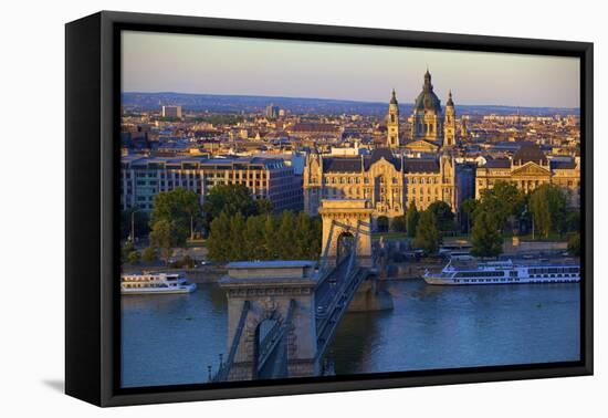 Budapest Skyline and River Danube, UNESCO World Heritage Site, Budapest, Hungary, Europe-Neil Farrin-Framed Premier Image Canvas