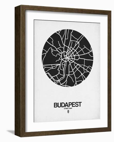 Budapest Street Map Black on White-NaxArt-Framed Art Print