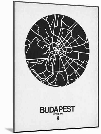 Budapest Street Map Black on White-NaxArt-Mounted Art Print