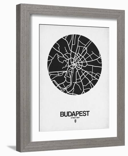 Budapest Street Map Black on White-null-Framed Art Print