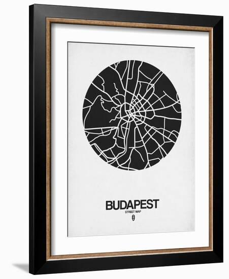 Budapest Street Map Black on White-null-Framed Art Print