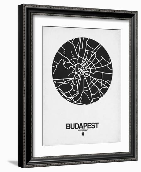 Budapest Street Map Black on White-null-Framed Art Print