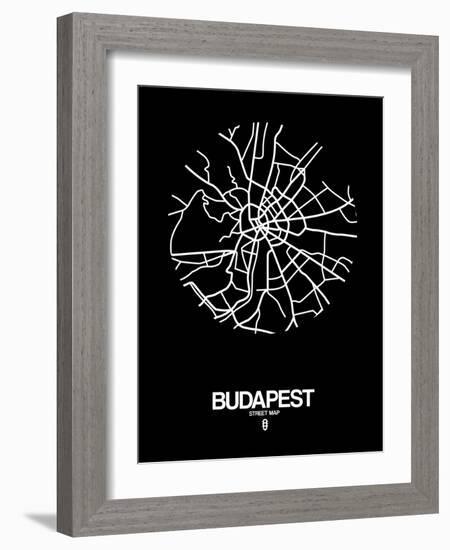 Budapest Street Map Black-NaxArt-Framed Art Print