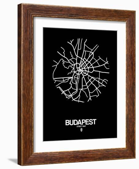 Budapest Street Map Black-NaxArt-Framed Art Print