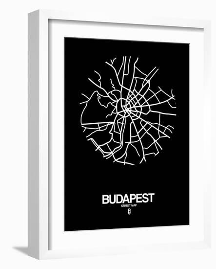 Budapest Street Map Black-NaxArt-Framed Art Print