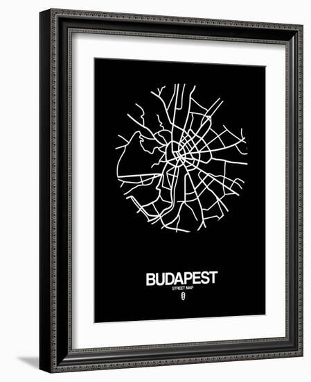 Budapest Street Map Black-NaxArt-Framed Art Print