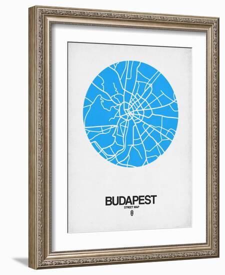 Budapest Street Map Blue-NaxArt-Framed Art Print