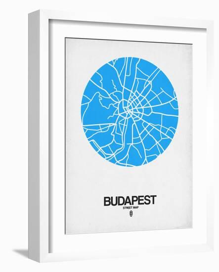 Budapest Street Map Blue-NaxArt-Framed Art Print