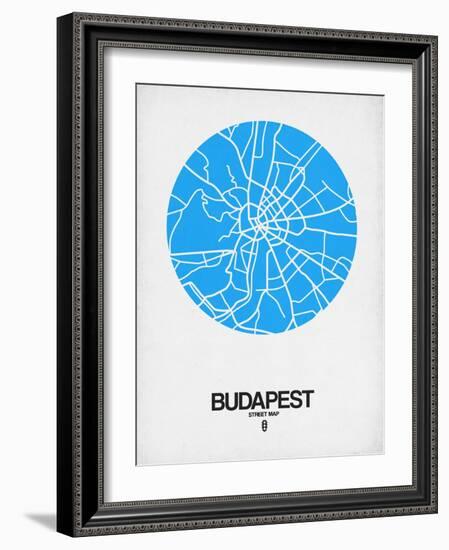 Budapest Street Map Blue-NaxArt-Framed Art Print