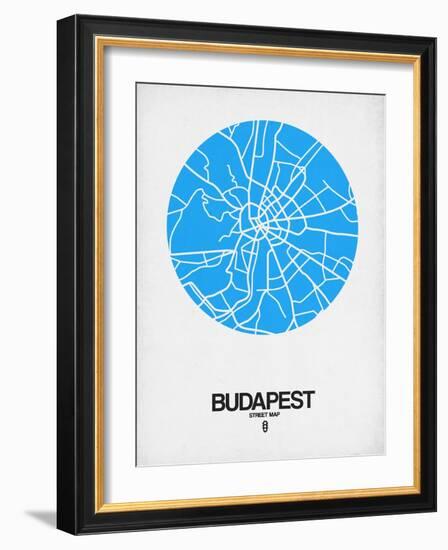 Budapest Street Map Blue-NaxArt-Framed Art Print