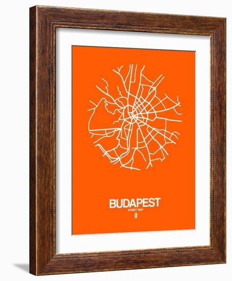 Budapest Street Map Orange-NaxArt-Framed Art Print