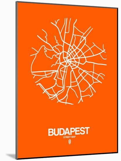 Budapest Street Map Orange-NaxArt-Mounted Art Print