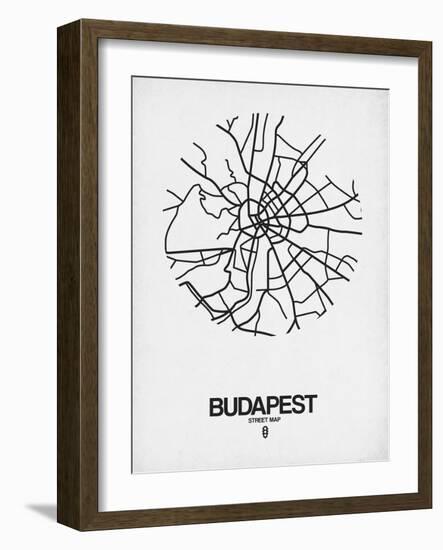 Budapest Street Map White-NaxArt-Framed Art Print