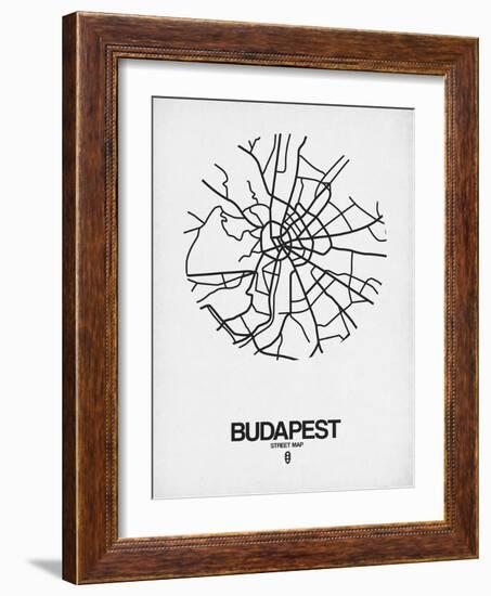 Budapest Street Map White-NaxArt-Framed Art Print