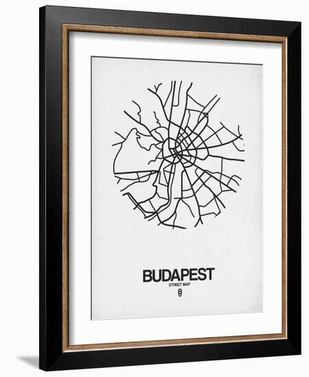 Budapest Street Map White-NaxArt-Framed Art Print