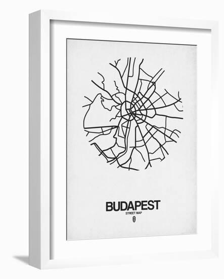 Budapest Street Map White-NaxArt-Framed Art Print