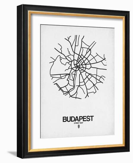 Budapest Street Map White-NaxArt-Framed Art Print