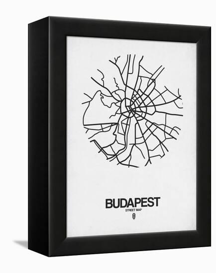 Budapest Street Map White-NaxArt-Framed Stretched Canvas