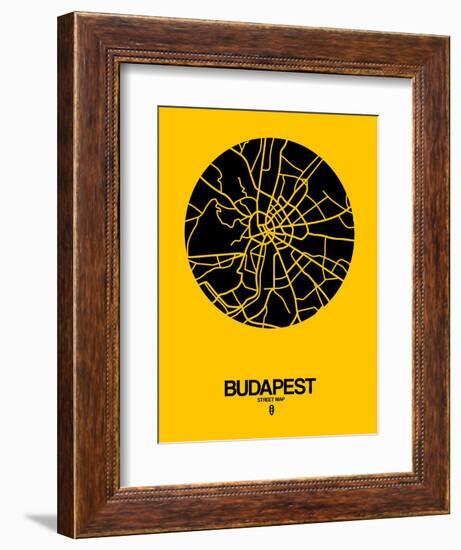 Budapest Street Map Yellow-NaxArt-Framed Art Print