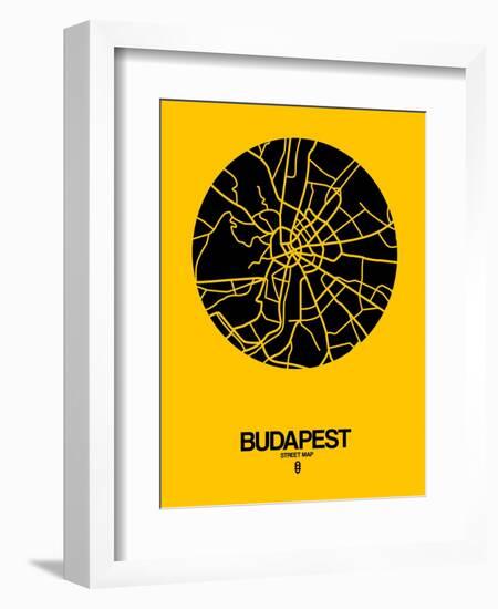 Budapest Street Map Yellow-NaxArt-Framed Art Print