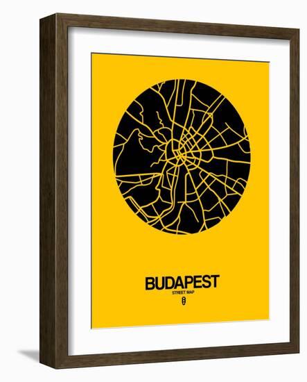 Budapest Street Map Yellow-NaxArt-Framed Art Print