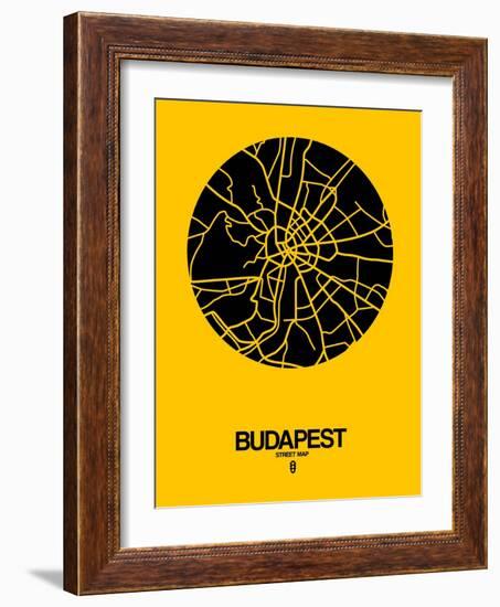 Budapest Street Map Yellow-NaxArt-Framed Art Print