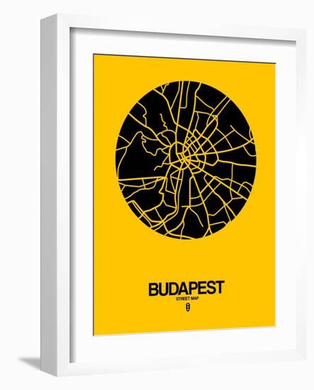 Budapest Street Map Yellow-NaxArt-Framed Art Print