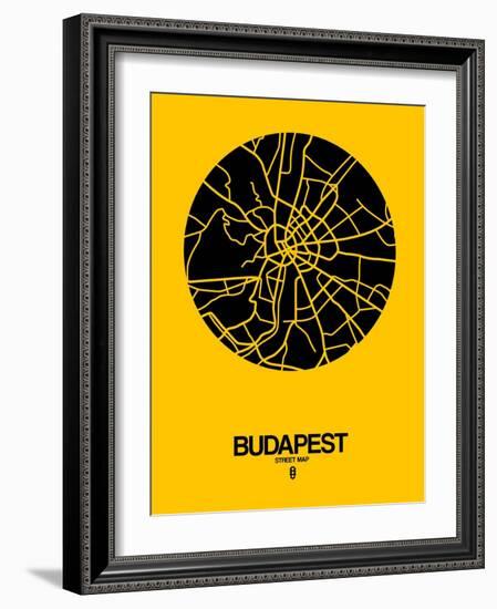 Budapest Street Map Yellow-NaxArt-Framed Art Print