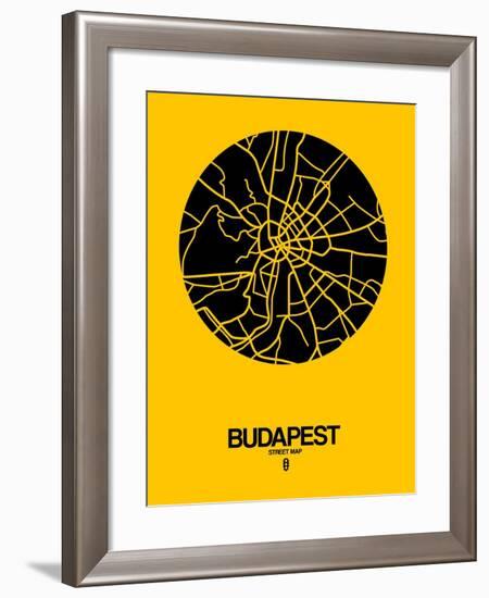 Budapest Street Map Yellow-NaxArt-Framed Art Print