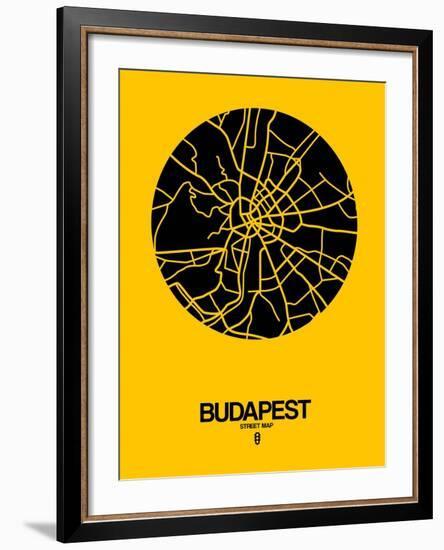Budapest Street Map Yellow-NaxArt-Framed Art Print