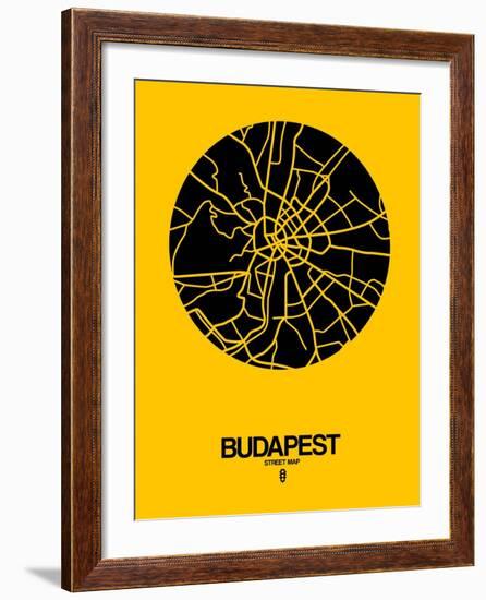 Budapest Street Map Yellow-NaxArt-Framed Art Print