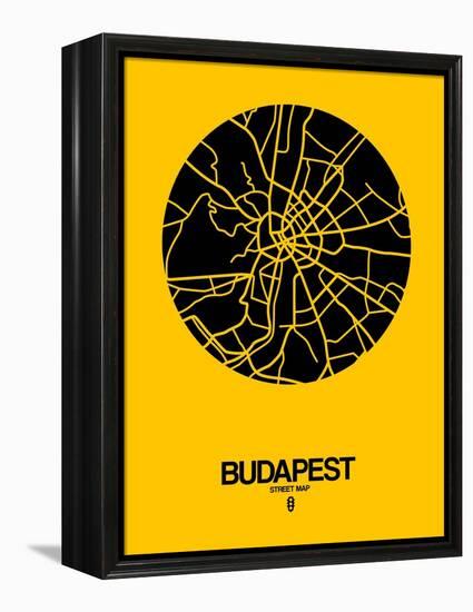 Budapest Street Map Yellow-NaxArt-Framed Stretched Canvas