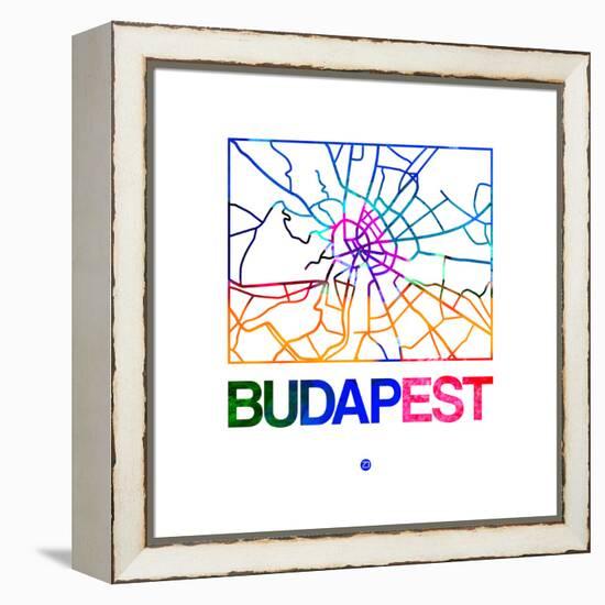 Budapest Watercolor Street Map-NaxArt-Framed Stretched Canvas