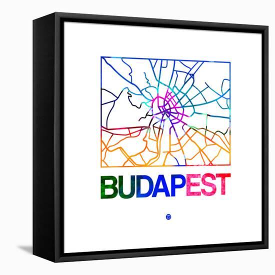 Budapest Watercolor Street Map-NaxArt-Framed Stretched Canvas