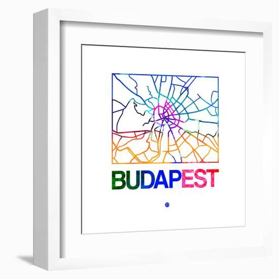 Budapest Watercolor Street Map-NaxArt-Framed Art Print