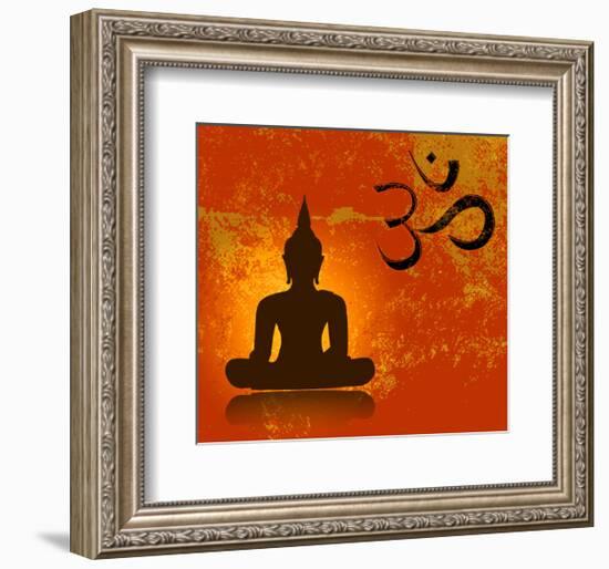 Buddha and Om Symbol-null-Framed Art Print