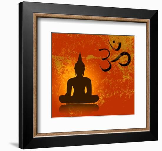 Buddha and Om Symbol-null-Framed Art Print