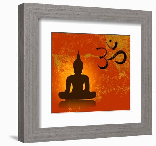 Buddha and Om Symbol-null-Framed Art Print