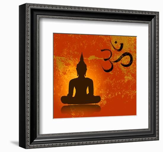 Buddha and Om Symbol-null-Framed Art Print