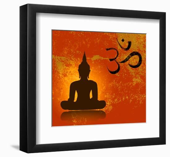 Buddha and Om Symbol-null-Framed Art Print